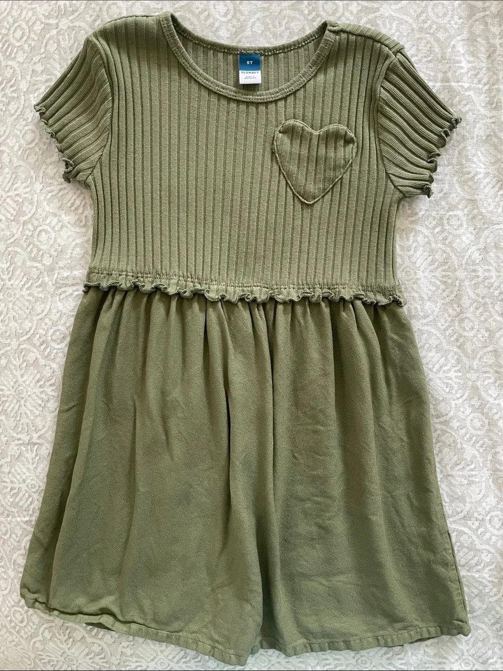Old Navy Olive Green Ribbed Top Dress with Heart Pocket